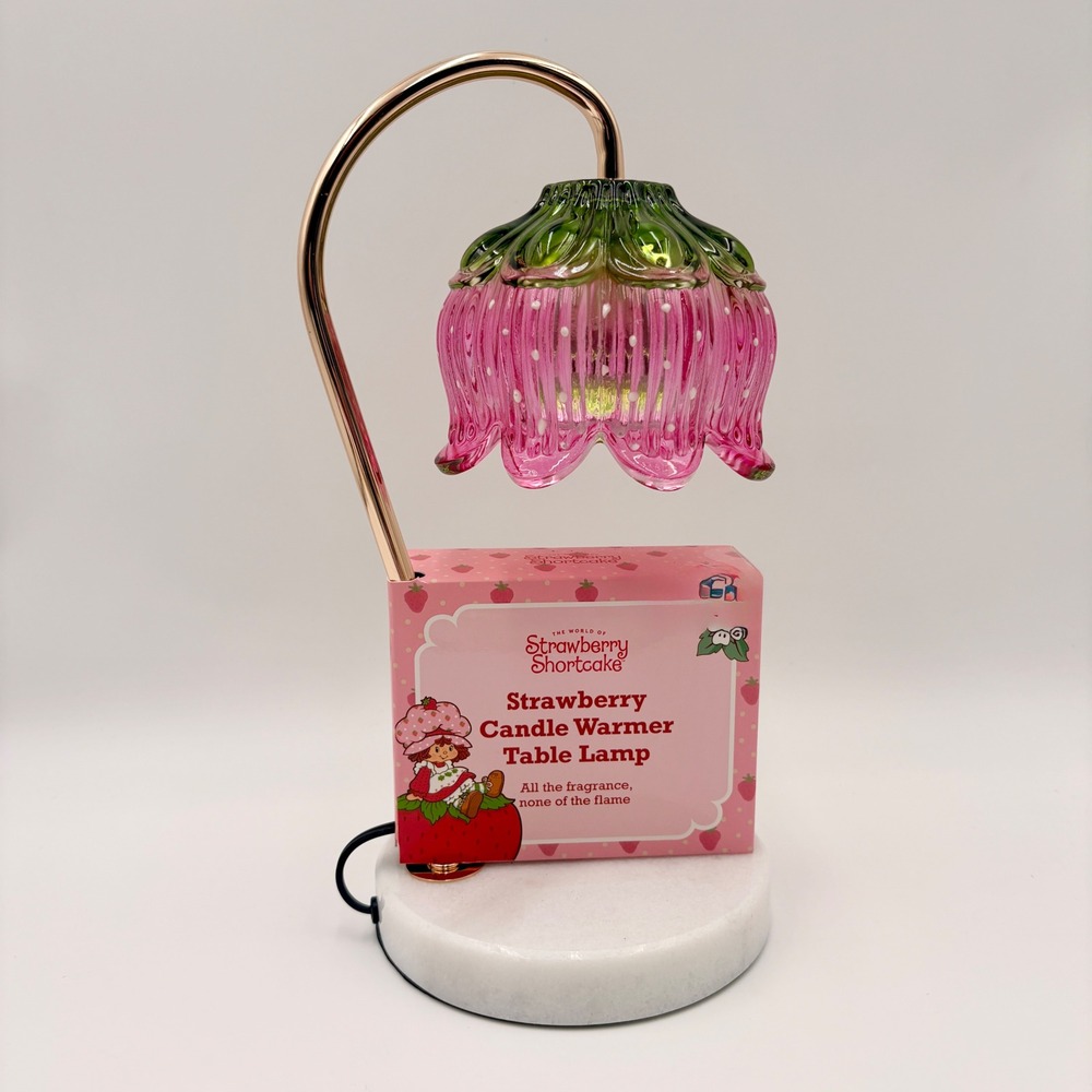 Strawberry Shortcake Candle Warmer Table Lamp Pink Glass Tulip Marble